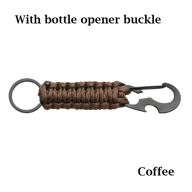 Rope Keychain Outdoor Camping Survival Kit Military Paracord Cord Rope Emergency Knot Bottle Opener Key Ring Carabiner Tool