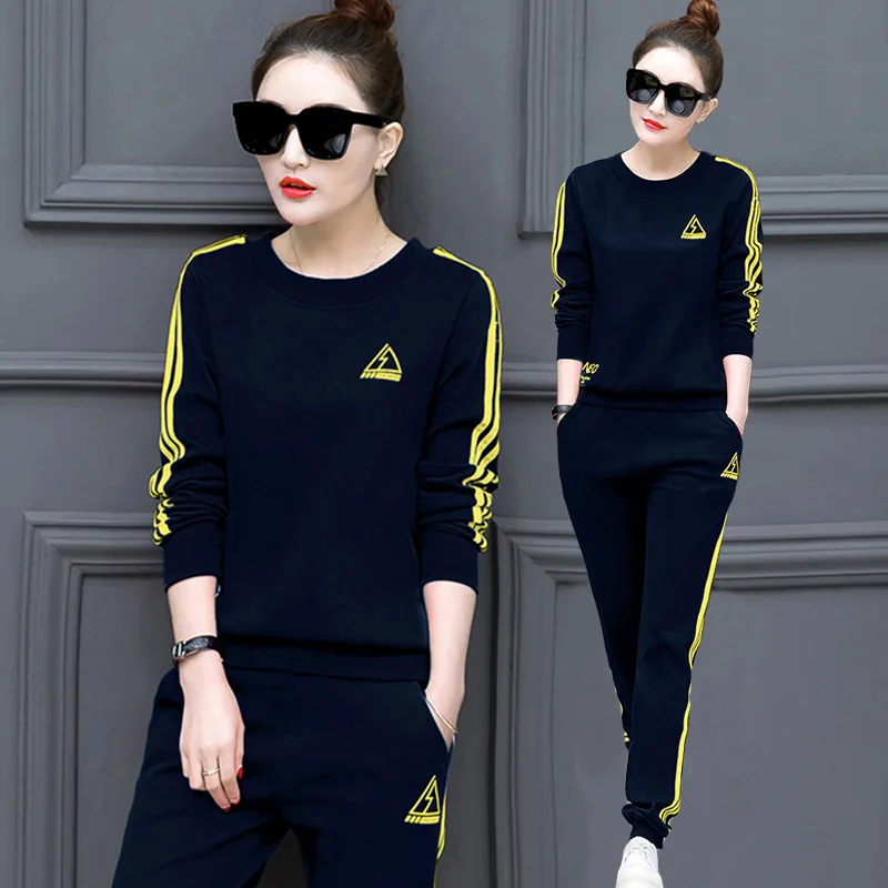 

Spring, Autumn And Winter Slimming han ban shi Sports Clothing Set WOMEN'S Dress Casual Long Sleeve Slimming Hoodie Two-Piece Se