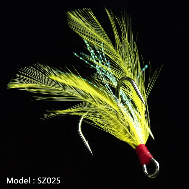 20pcs/lot Fish hook 2 4 6 8 10# Black /Red Fly Fishing Hook with 25 Colors Feather Fishing Tackle High Carbon Steel Barbed Hooks SZ025