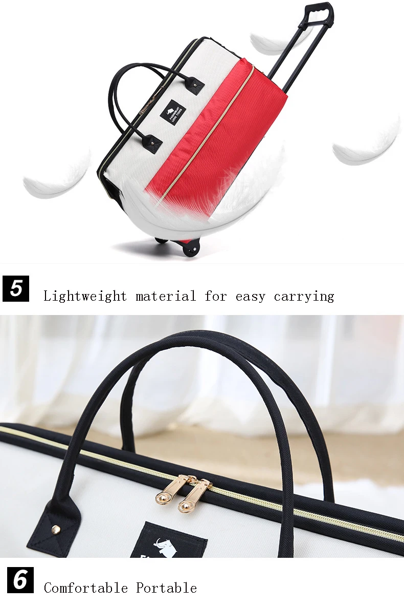 Новые горячие Moda Carrinho De Bagagem Das Mulheres Lazer Rolo Dobrar Saco Da Bagagem Bolsa De Viagem Da Roda Mala