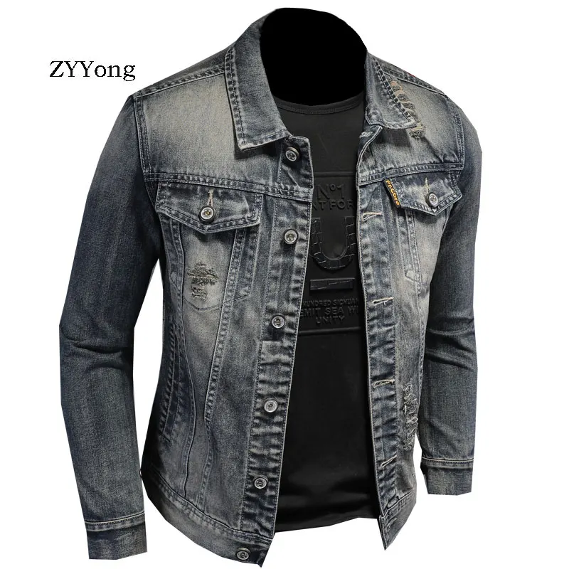 ^*Best Offers Мужская джинсовая куртка ZYYong в стиле ретро, джинсовая куртка-Авиатор в стиле хип-хоп высокого качества, уличная одежда ^*Best Offers Мужская джинсовая куртка ZYYong в стиле ретро, джинсовая куртка-Авиатор в стиле хип-хоп высокого качества, уличная одежда