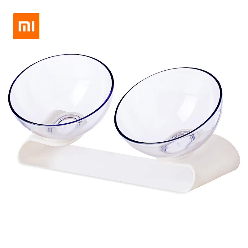 Xiaomi Mijia Youpin Pet Dog Cat Pet двойная миска износостойкая прозрачная конструкция наклона здоровый материал удобная чистка