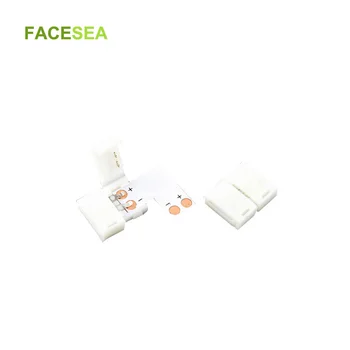 

10sets/lot 90 Degree 8mm L shape Solderless adapters 2 Pin Coupler Connectors with clips for 12V 3528 single color LED Strip
