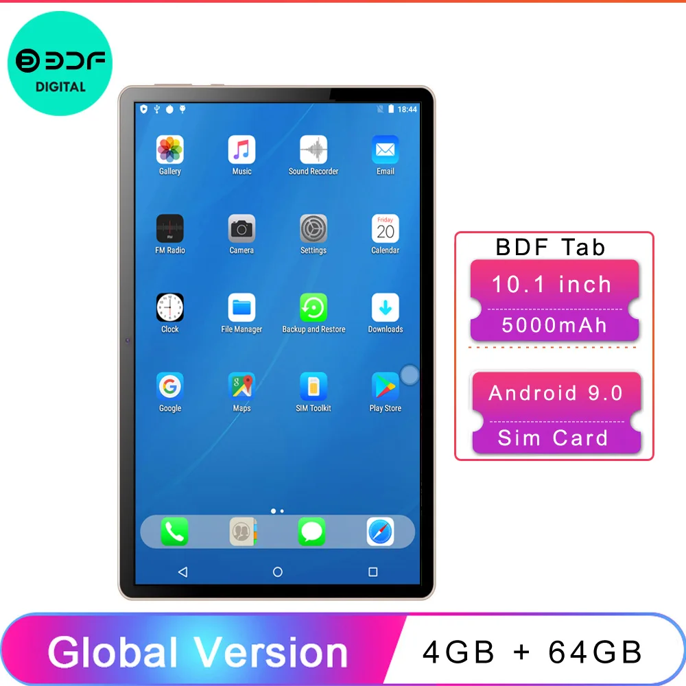 Original Tablet Andoid9.0 10.1 Inch Octa 8 Core 4GB+64GB 3G 4G LTE SIM Phone Call On Line AI Support Fast Charging | Компьютеры и офис