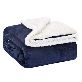 

Sherpa Lambskin Flannel Blanket, Thick Double Flannel Blanket, Wool Blanket, Thick Blanket, Blue, 1Pcs