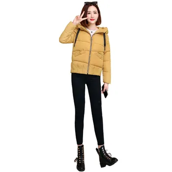

Winter Coat Yellow Red Black Plus Size Loose Hooded Parkas 2019 New Autumn Korean Office Beige Slim Down Jackets Feminina CX1019