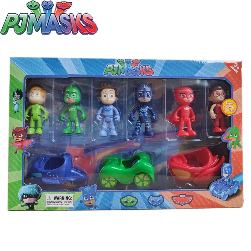 Pj Masks-Juguetes de personas de películas para niños, figuras de dibujos animados de búhos, chico gato, lagarto, anime, caja de regalo de cumpleaños
