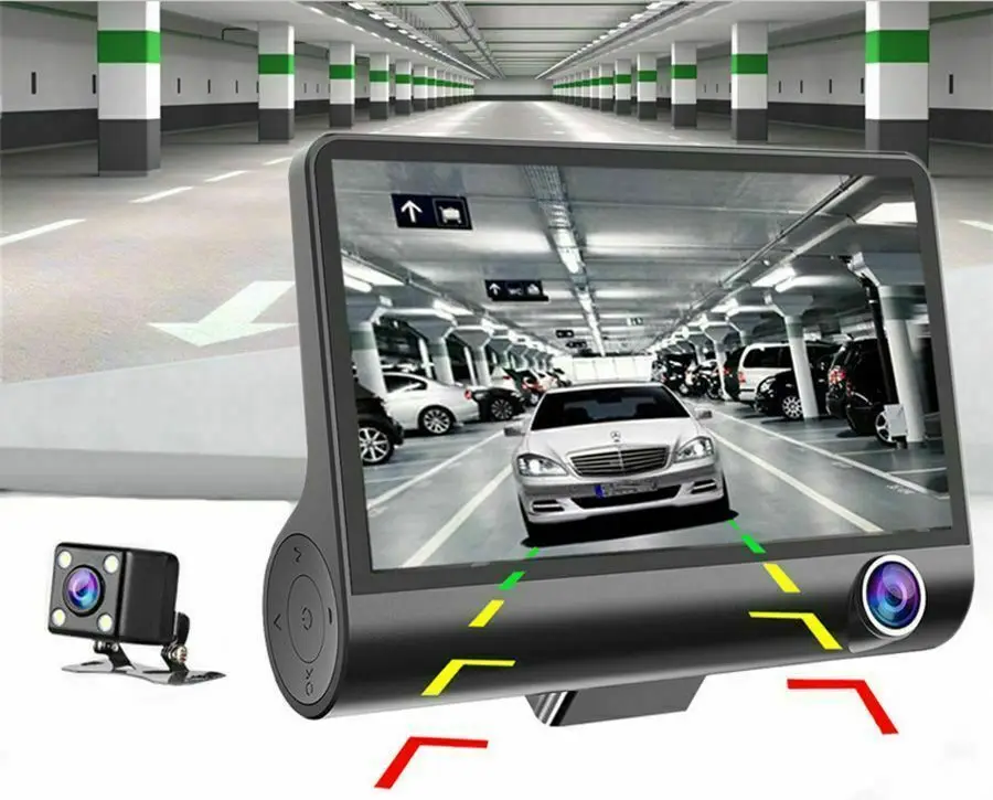 Автомобильный видеорегистратор Knight с 3 объективами s 4,0 дюйма, видеорегистратор с двумя объективами заднего вида, видеорегистратор