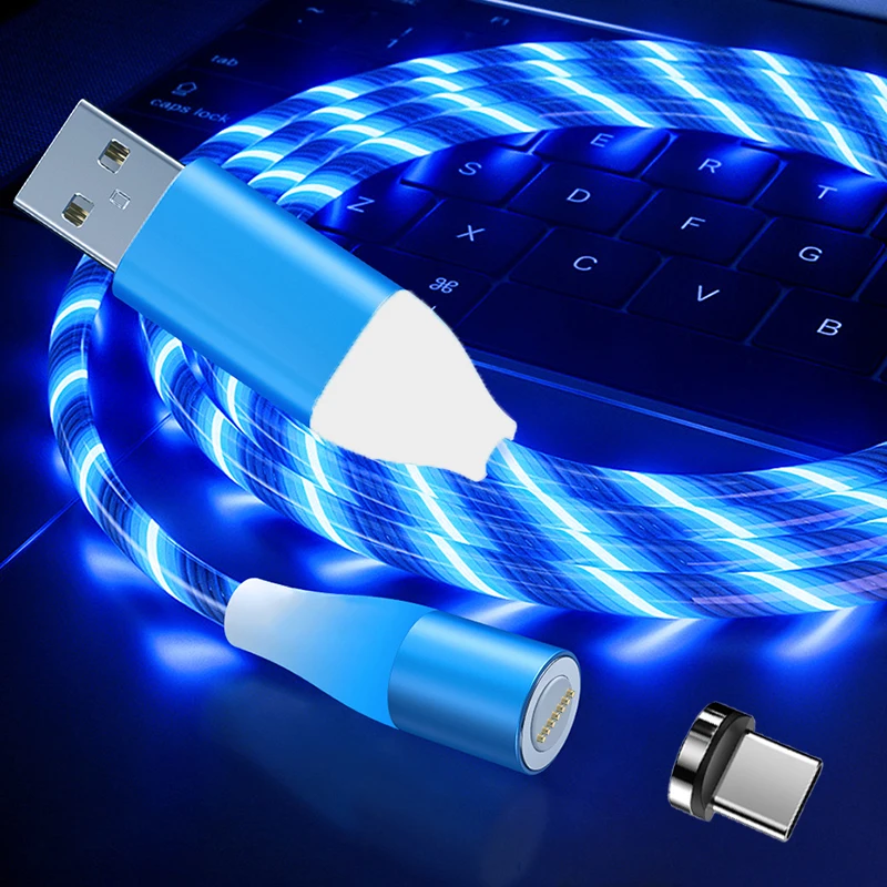 Светильник светодиодный 3 А магнитный кабель Micro USB Type C передачи данных для