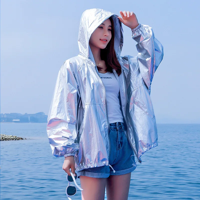 

Sun Protection Clothing Female New Style Laser Thin Breathable Loose-Fit UV-Protection Coat