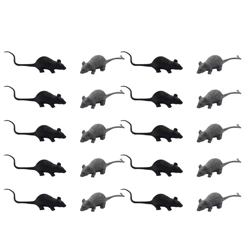 

20PCS Simulation Horror Scary Tricky Toy Halloween Prank Prop Fake Rat Toy Small Mouse Toy for Festival Party Cosplay Halloween