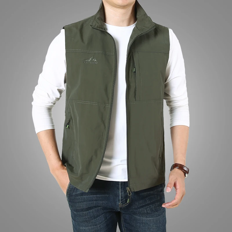 Men Summer Breathable Waistcoat Multi-Pocket Sleeveless Jacket Vest Male Outdoor Fishing Photography Vest Travel Clothes M-7XL