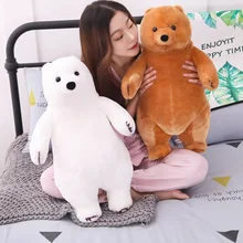 Ours en peluche brun mignon et mignon, poupée d'oreiller, poupée endormie, cadeau d'anniversaire pour enfants