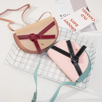 

2020 Spring and Summer New Sweet Lady Ribbon Decoration Contrasting Color One-Shoulder Cross-Body Phone Bag
