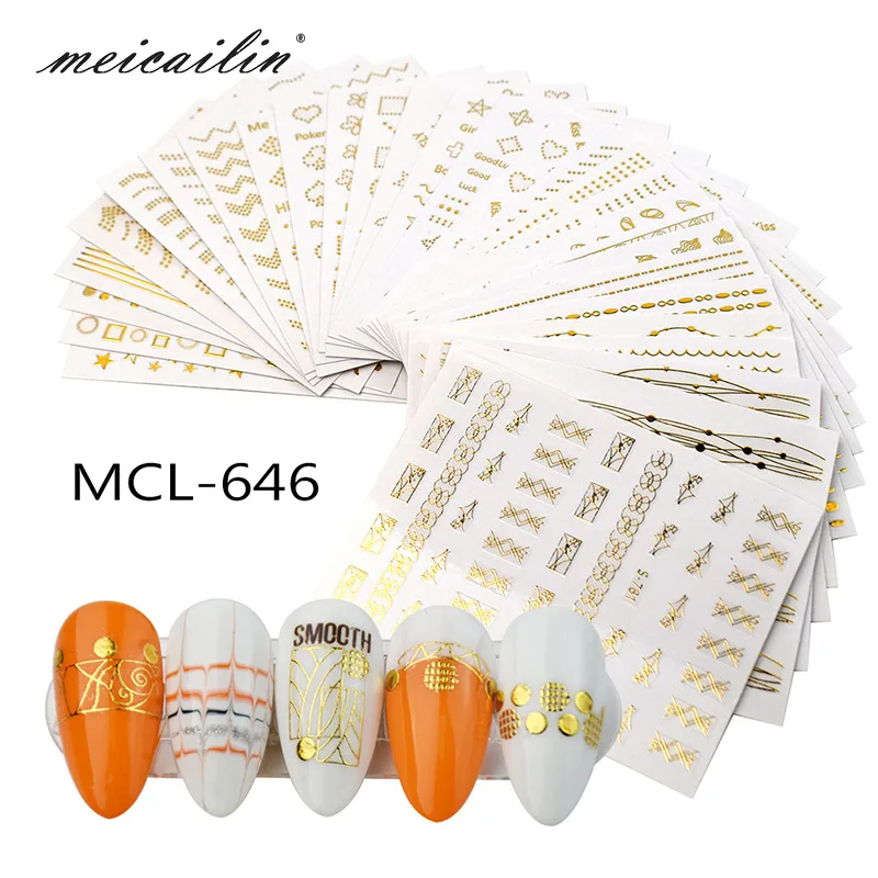 Japanese-style Manicure Gold Foil Stickers 3D Stickers Nail Sticker English Lettered Snowflake Stereo Gum Nail Polish Stickers