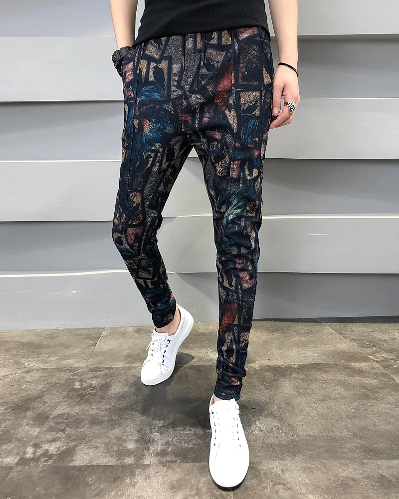 Style 4 Новое поступление, Мужские штаны-шаровары для молодых людей, модная уличная одежда, обтягивающие Мужские штаны с цветочным принтом, повседневные штаны в стиле хип-хоп, Универсальные мужские штаны для бега - Цвет: Style 4