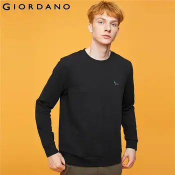 

Giordano Men Sweatshirt Embroidery Solid Sweatshirt Terry Lining Ribbed Crewneck Moletom Feminino Inverno 13029818