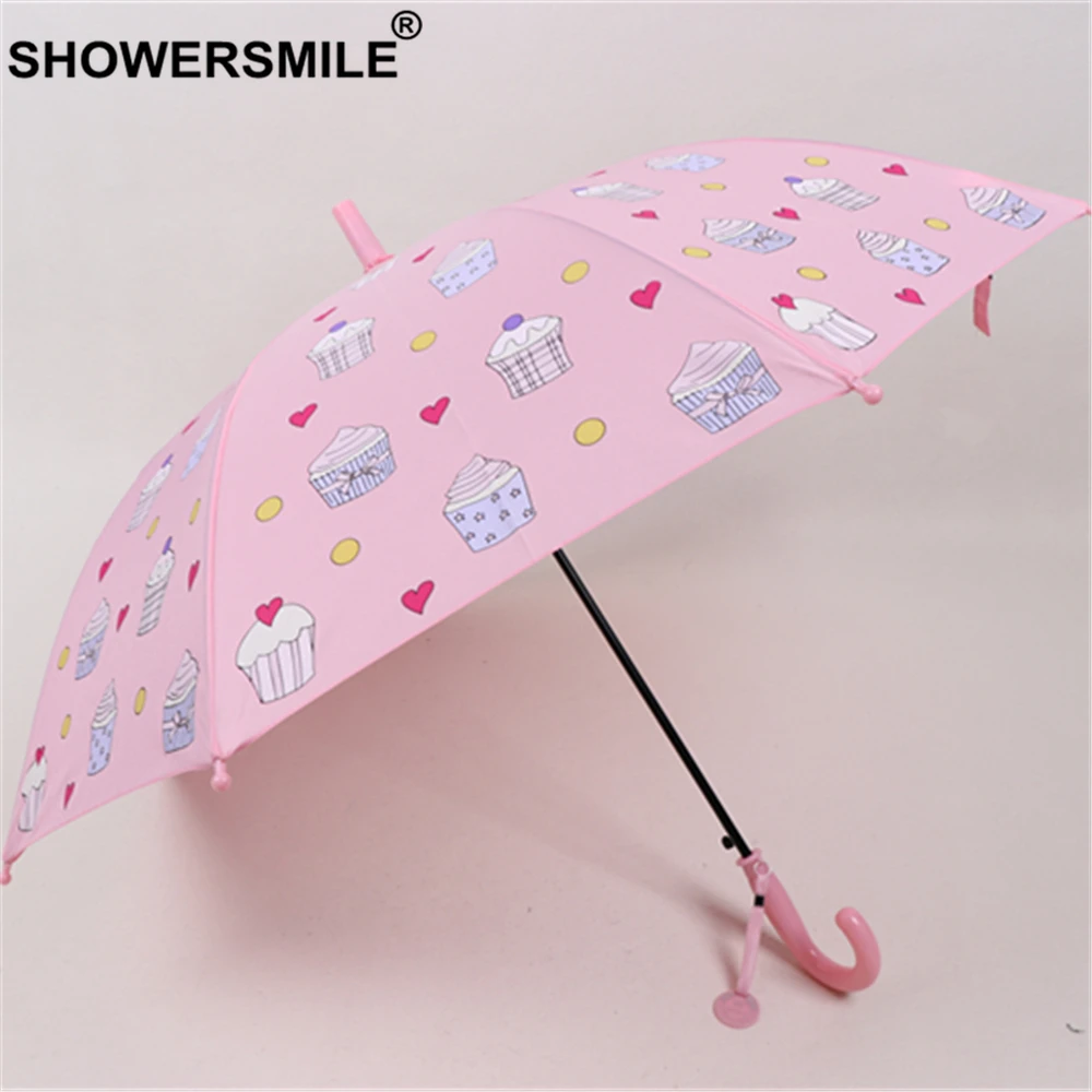 SHOWERSMILE Kids Umbrella Blue Change Color Umbrella for Children Animal Cartoon Girl Boys Rain Kawaii Cute Printed Umbrella