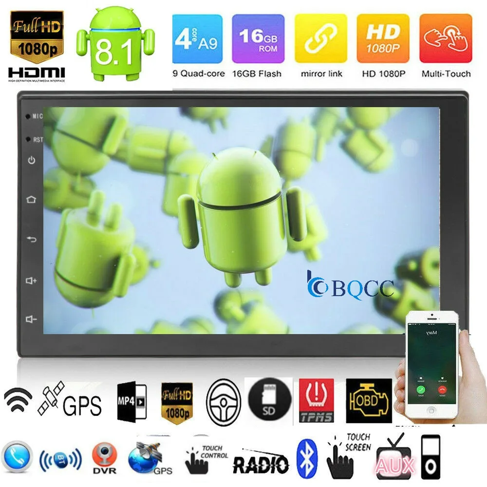 2Din " четырехъядерный сенсорный экран Android 8,1 gps Navi Wifi DVR автомобильный стерео MP5 плеер FM Радио авторадио