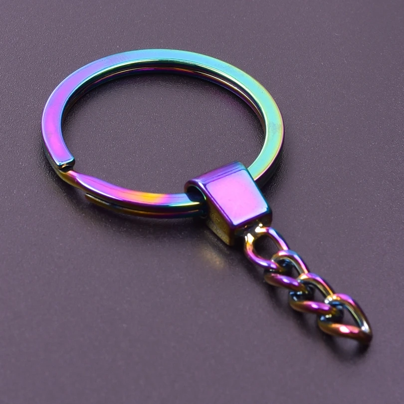 

5pcs/lot 30mm Rainbow Key Ring Accessories For Keychain DIY Jewelry Making Finding Key Hook Supplies Handmade Material Wholesale