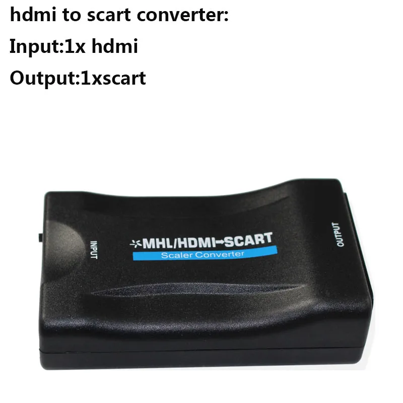 Scart К HDMI(hdmi к scart) конвертер аудио высококлассный видео адаптер для HD tv Sky Box STB для смартфона HD tv DVD с кабелем постоянного тока - Цвет: hdmi to scart