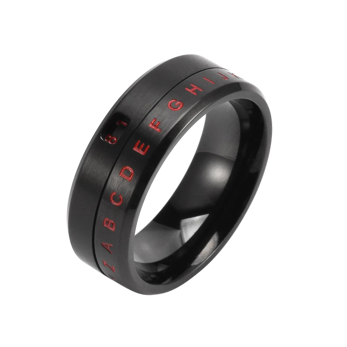 

MIQIAO Stainless Steel Titanium Rotatable Spinning 26 English Letter Hip Hop Vintage Rings for Men Women Couple Gift Jewelry Ane