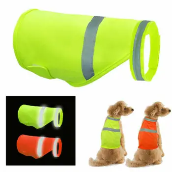 

Small Large Dog Clothes Lights Safety Vest Reflective High Visibility Pet Jackets Products Outwear Green Orange