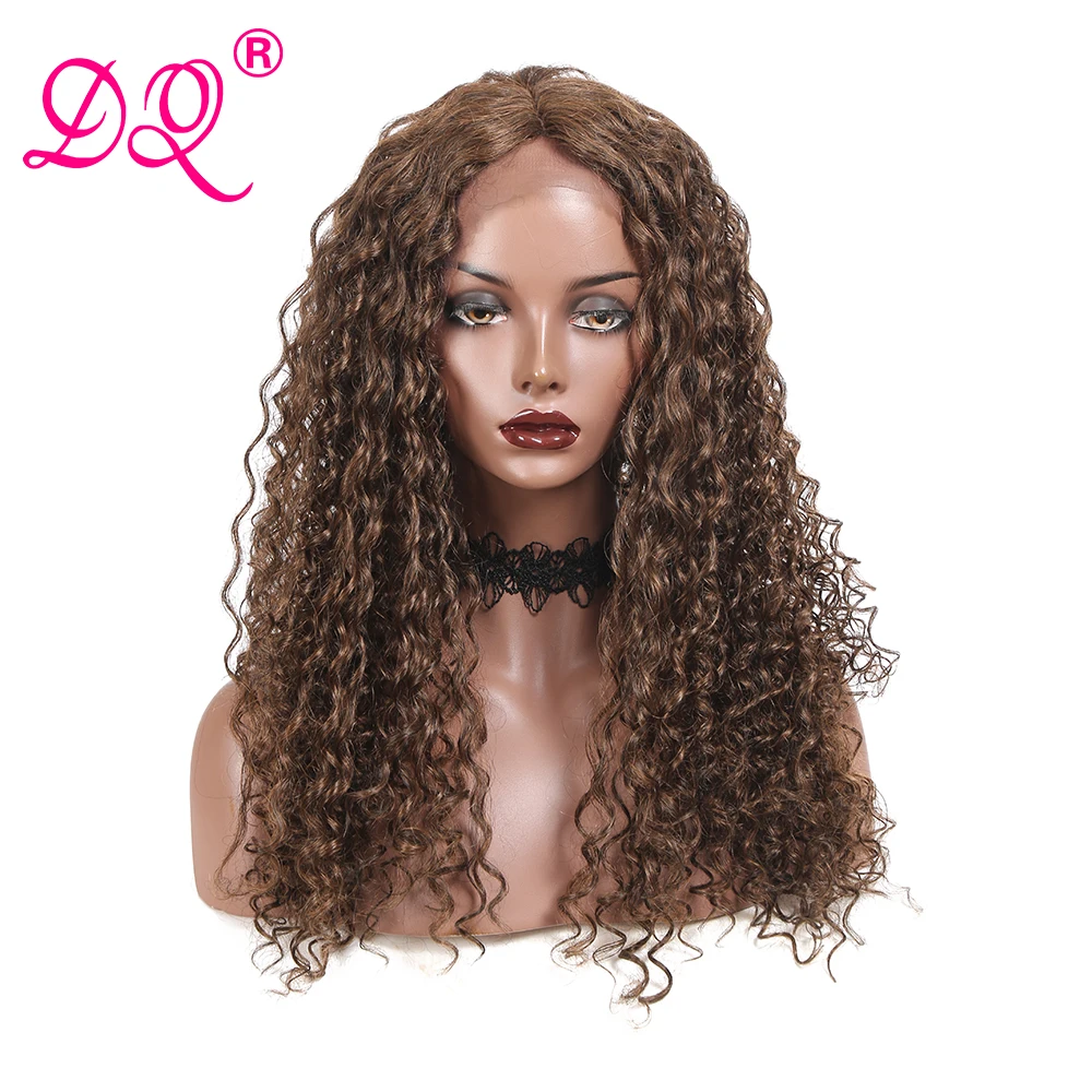 DQ вьющиеся синтетические волосы на кружеве парик 2" Длинные Синтетические волосы парик для женщин L боковая часть кружева парик Термостойкое волокно M1B/30 Косплей