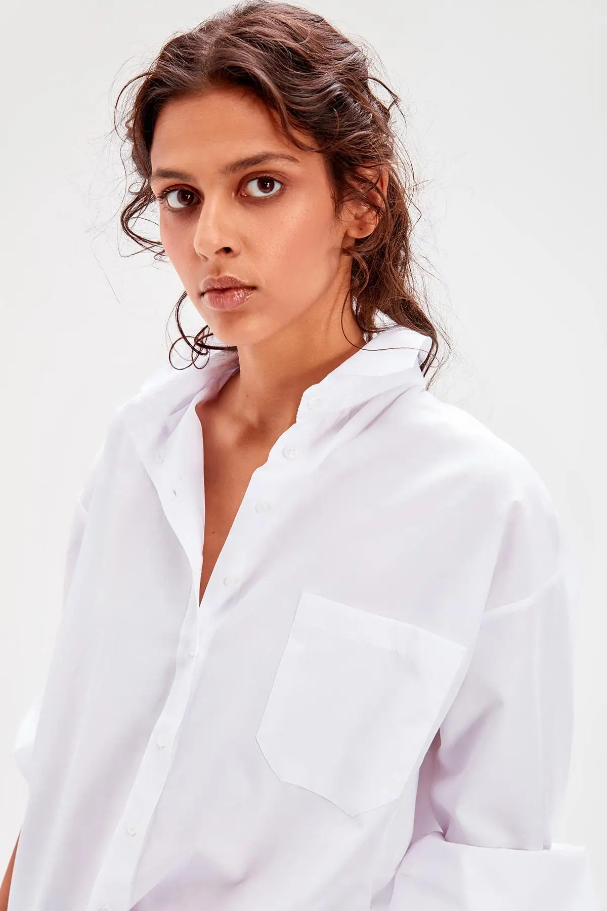 Goedkoop Trendyol Wit Boyfriend Shirt TWOAW20GO0115