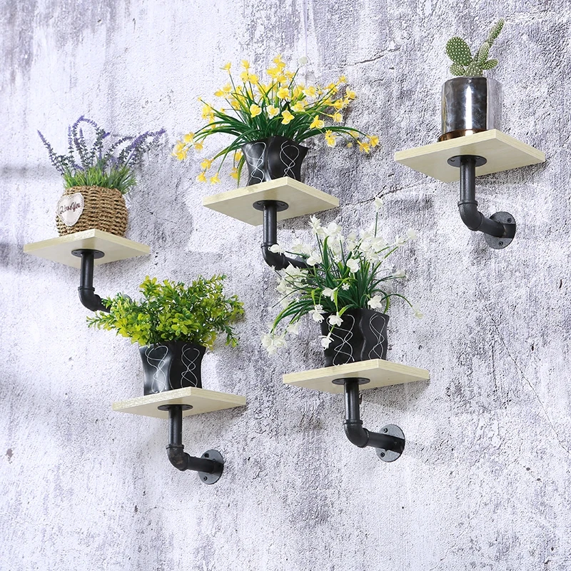 

Green Rose Decorative Wall Flower Wall Hanging Multi-layer Board Shelf Water Pipe Living Room Shelf Flower Basin