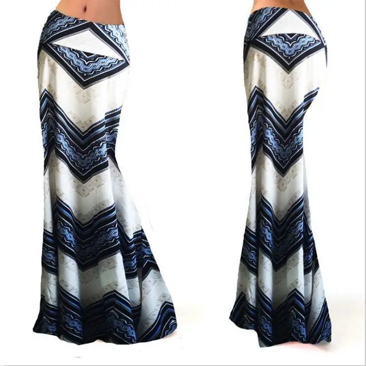 Aprmhisy плюс размер 3XL Лето Осень Длинная юбка Женская эластичная высокая талия цветочный принт Фасонная юбка - Цвет: 11