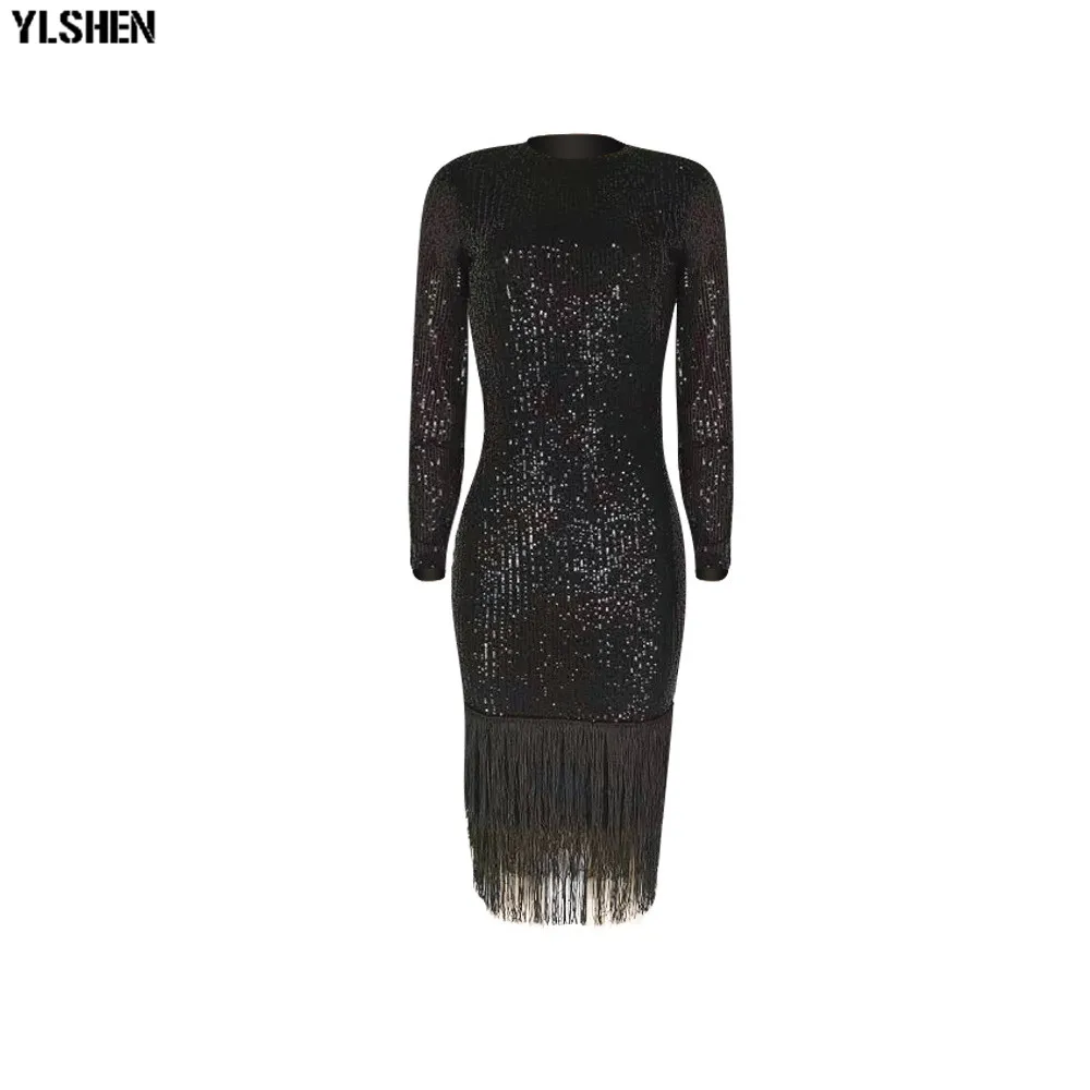 African Dresses for Women Dashiki Super Elastic Sequins Tassel African Dress African Clothes New Ankara Dresses Africa Clothing 07