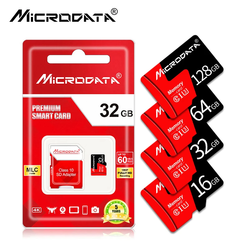 Красный micro sd 16 ГБ 32 ГБ SDHC microsd 64 Гб 128 ГБ Флэш-карта памяти SDXC класс 10 TF/micro sd карта с посылка