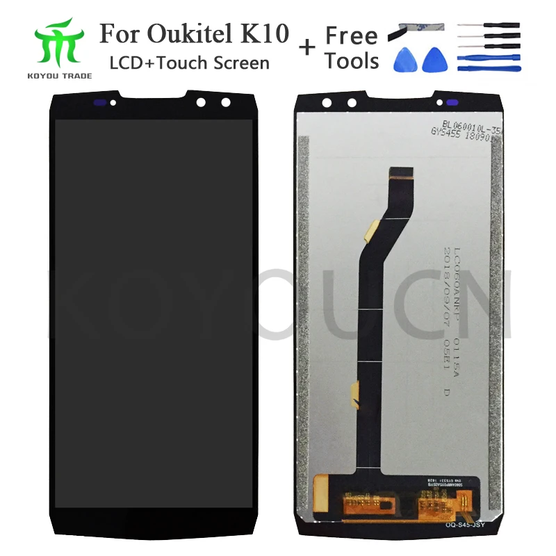 

Black For 6in Oukitel K10 LCD Display+Touch Screen Screen Digitizer Assembly Repair Parts+Tools +Adhesive LCD Glass Panel