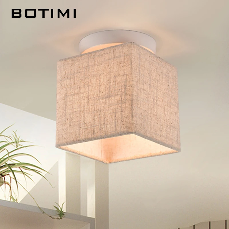 

BOTIMI Janpaness fabric ceiling lamp with square lampshade lamparas de techo cloth surface mount corridor lighting fixtures