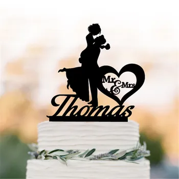 

Customized Wedding Cake Topper Personalized Monogram Cake Topper Mr and Mrs Bride Groom Silhouette Love Wedding Cake Topper