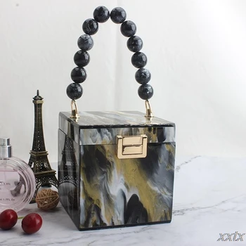 

Women Gift Box Shape Prom Handbag Ladies Wedding Evening Party Acrylic Clutch Banquet Purse Bag