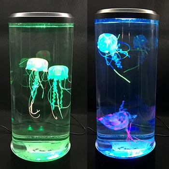 

Childen Desktop Aquarium Mood Bedside Lamp Jellyfish Atmosphere Relaxing LED Night Light Color Changing USB Powered
