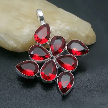 

Amazing Unique Blood Red Garnet Silver Color Pendant Necklace Charm Gifts 58cm HD23