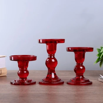 

Candlestick glass "Kremanka" red set of 3 pieces h- 8.5, 11.4, 14x8.5x8.5 cm 4543425
