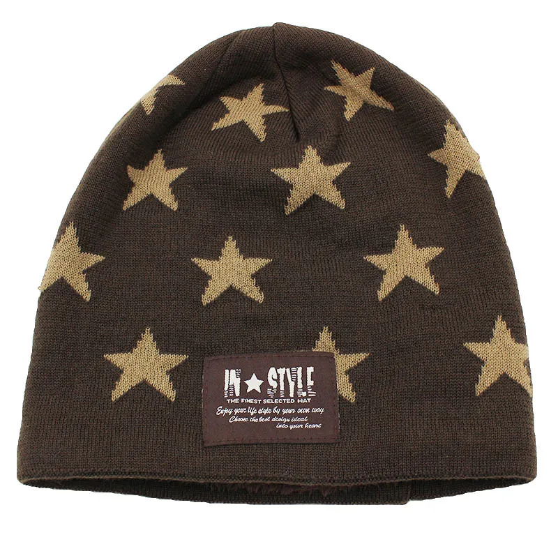 ALTOBEFUN Мужская зимняя шапка Кепка Skullies шапка со звездами дизайн зимние шапки для мужчин женщин искусственный мех теплая вязаная шапка BHT034