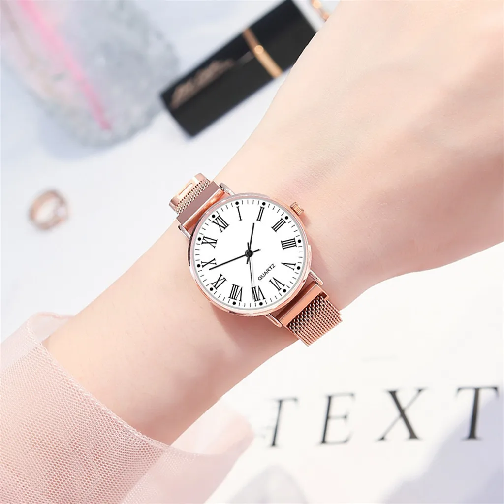 Reloj mujer модные женские часы с магнитной пряжкой часы с ремешком-сеткой Кварцевые аналоговые круглые наручные часы bayan kol saati montre femme
