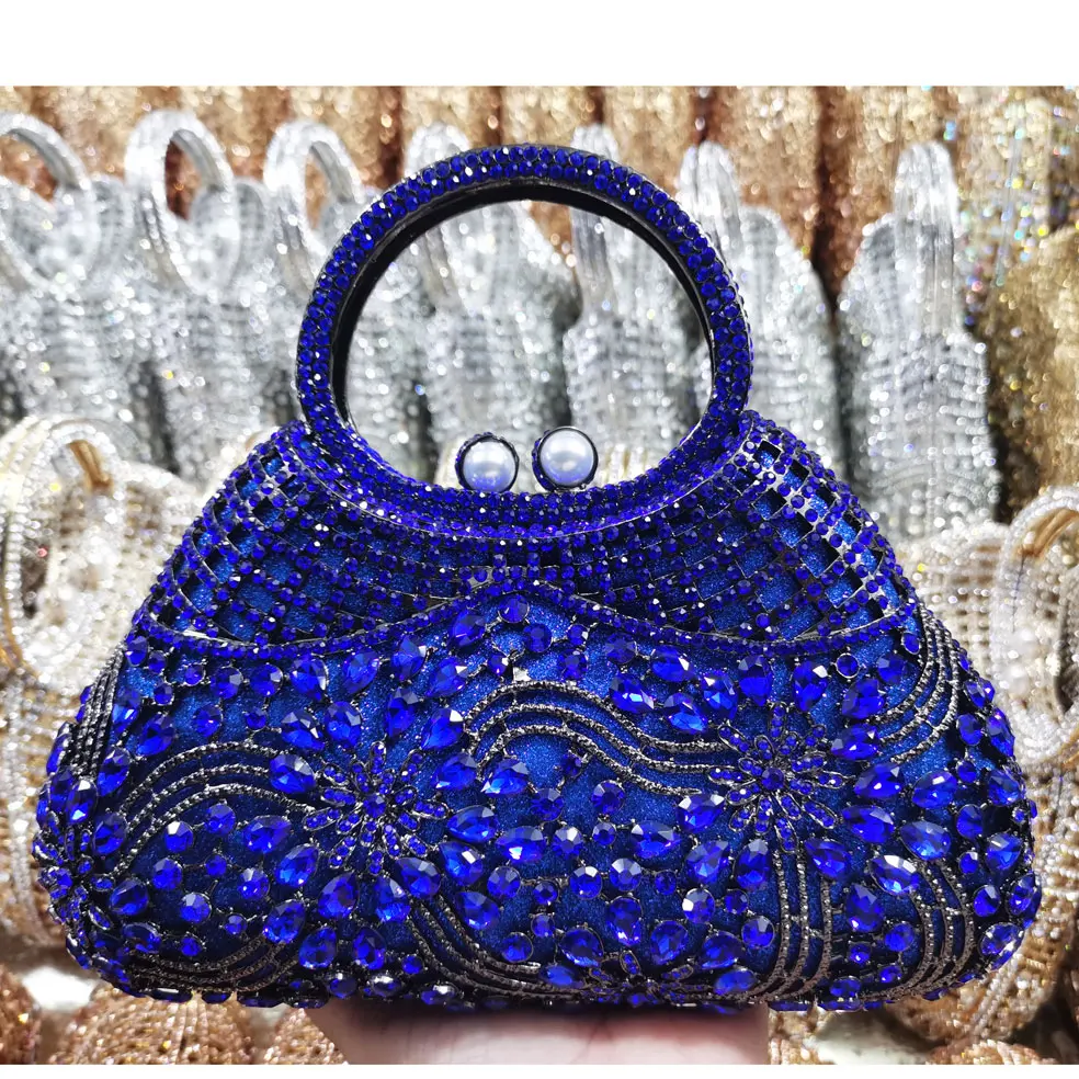 Female Light Blue Minaudiere Stone Clutch Purse Crystal Evening Handbag  Women Party Prom Bag Bridal Clutches Wedding Handbags - AliExpress