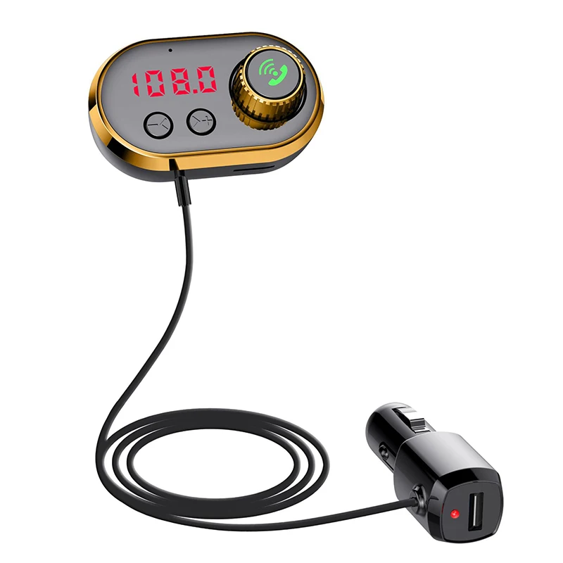 Золотой Fm-передатчик Bluetooth V5.0 громкой связи Bluetooth гарнитура для зарядных порта USB для автомобиля Зарядное устройство MP3 плеер с ароматерапия Core XR649 - Цвет: Золотой