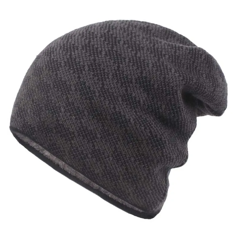 Мужская и женская зимняя шапка вязаная Толстая теплая облегающая шапка бини мягкие удобные ветрозащитные флисовые шапки бини - Цвет: DH