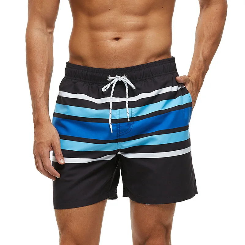 DATIFER ES4W мужские пляжные шорты быстросохнущие купальный костюм размера плюс XXXL пляжная одежда трусы для мужчин купальники размер шорты для серфинга - Цвет: Blue Stripe