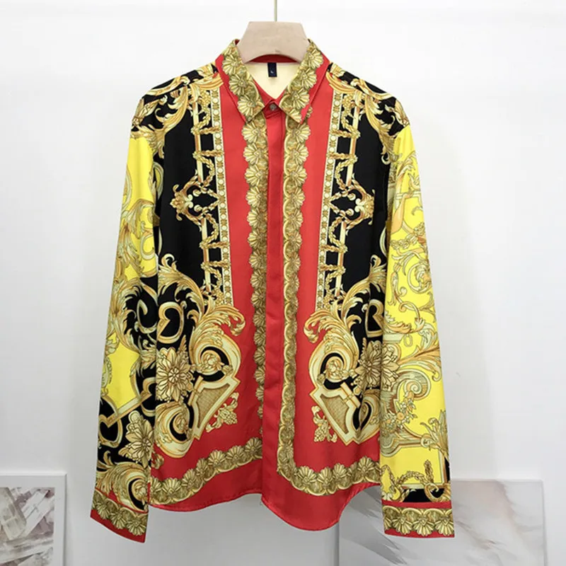 

Spring Autumn MenWomen's casual Shirts New Designer Italy style retro print Men casual Shirt Tops C144