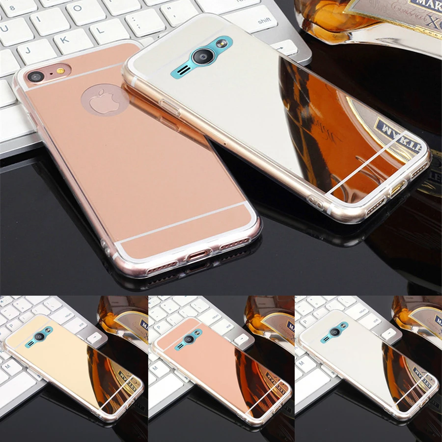 

For Samsung Galaxy J1 ACE Case Fashion Rose Gold Mirror Back Case For Samsung J1 ACE J110 J110F J110H J1ACE Clear TPU Edge Cover
