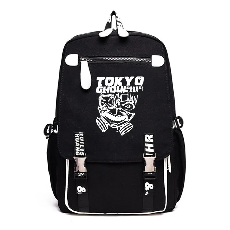 Tokyo Ghoul Kaneki Ken Anime Designer Backpack Bag Book Bag School Travel Laptop Bags Metal Button Front Zipper Canvas Mochila
