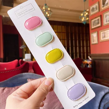 

12Sets 2in1 Fashion Cute Glossy Macaroon Color Snap Clips Oval Cartoon Hairpins Princess Headwear Boutique Hair Accessories